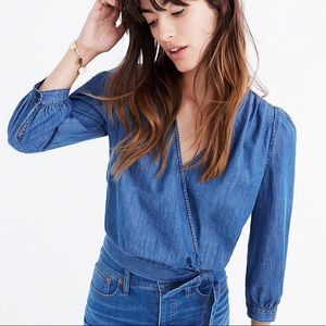 Madewell denim wrap shirt